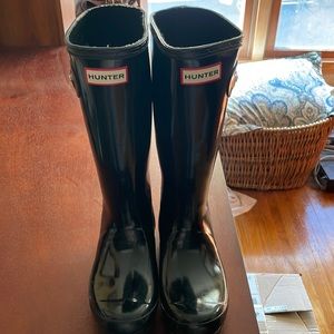 Hunter original big kids gloss rain boots black